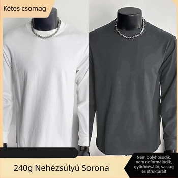 Férfi hosszú ujjú póló kerek nyakkal, amerikai stílus, 240 g, Sorona anyag, gyűrődésálló, egyszínű, laza szabás, alapréteg