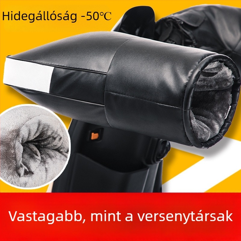Téli kesztyű elektromos motorkerékpárhoz – kormányvédő, fleece bélés, szélálló, férfiaknak