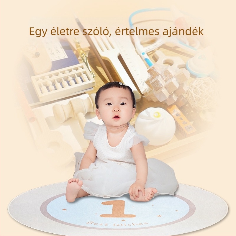Fából készült rekvizít babák első születésnapjára — modern, minimalist dekoráció, tárgyak kiválasztására szolgáló szőnyeg