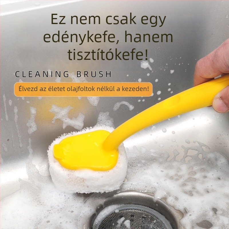 Biomimikus edénykefe hosszú nyéllel és cserélhető fejjel a konyhai tisztításért
