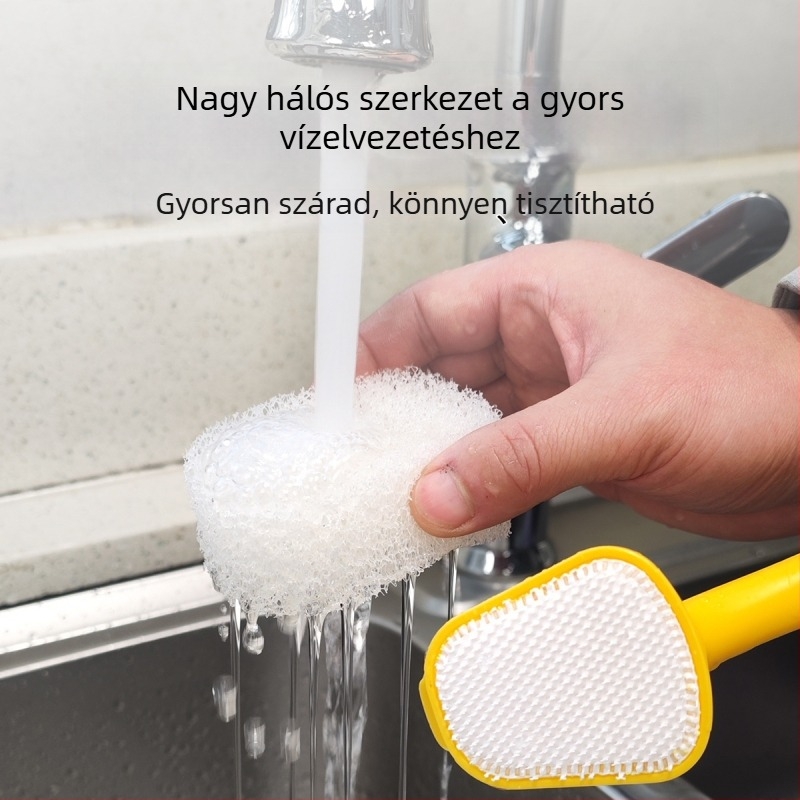 Biomimikus edénykefe hosszú nyéllel és cserélhető fejjel a konyhai tisztításért