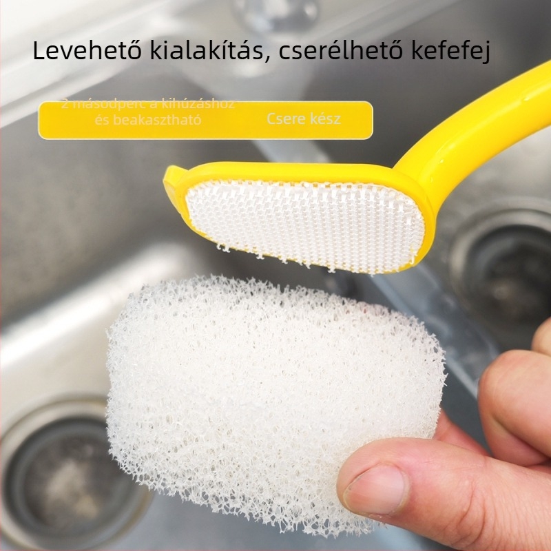 Biomimikus edénykefe hosszú nyéllel és cserélhető fejjel a konyhai tisztításért
