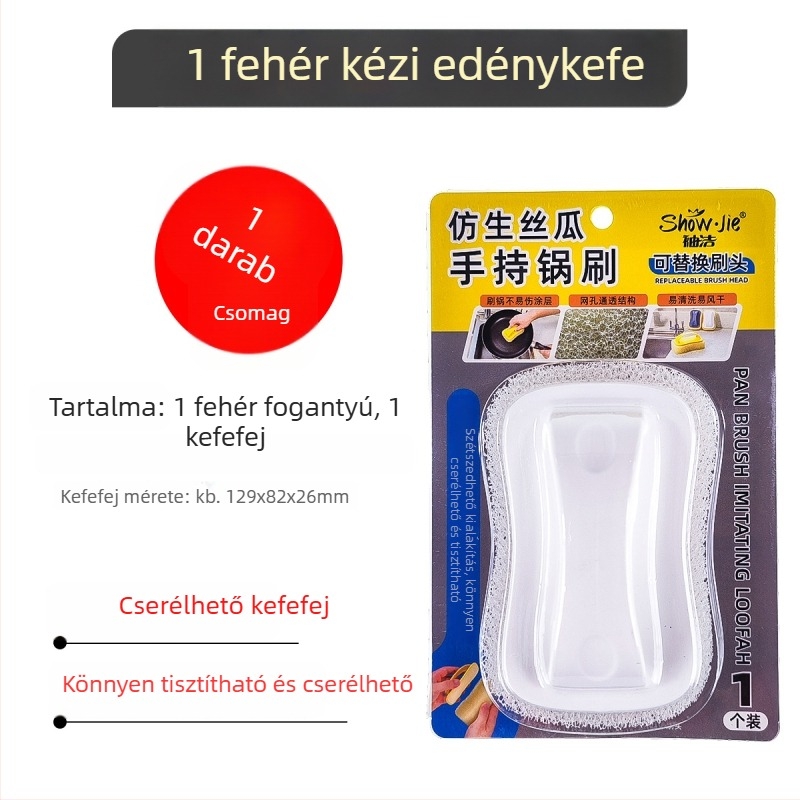 Biomimikus edénykefe hosszú nyéllel és cserélhető fejjel a konyhai tisztításért