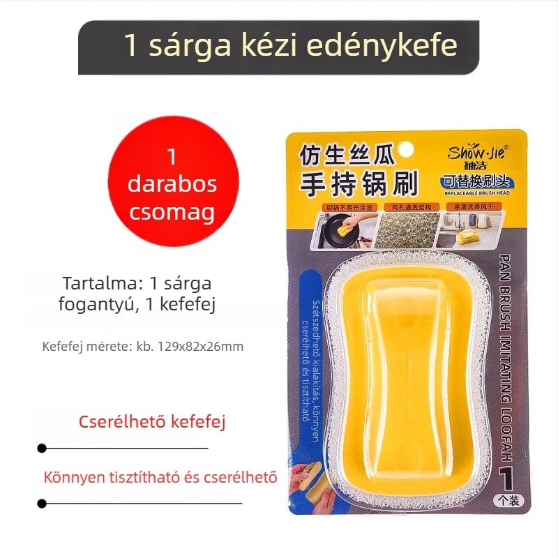 Biomimikus edénykefe hosszú nyéllel és cserélhető fejjel a konyhai tisztításért