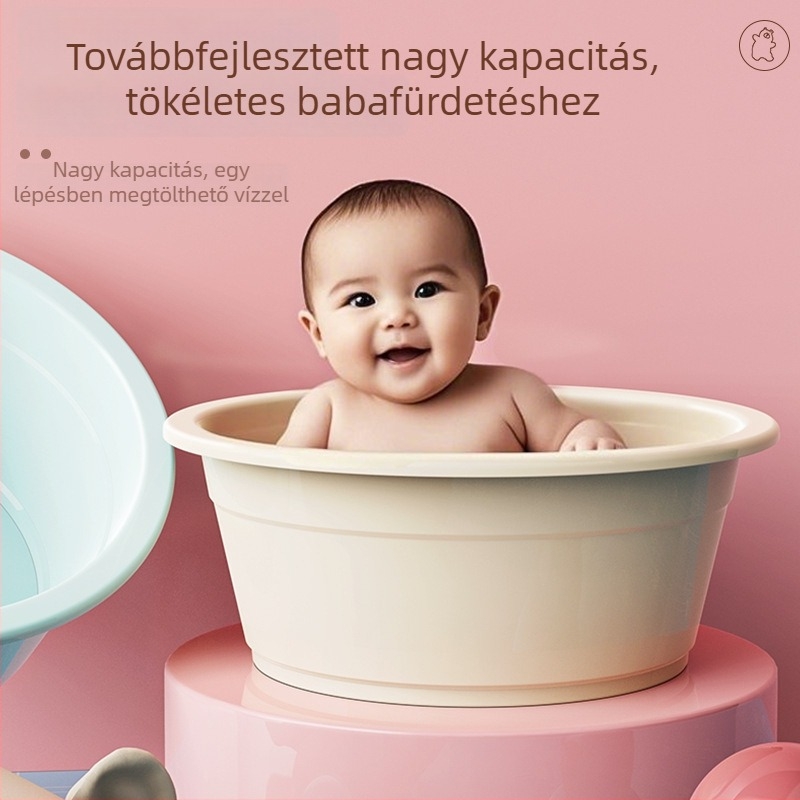 Megvastagított műanyag mosdókagyló, nagy méretű háztartási, strapabíró háromdarabos készlet