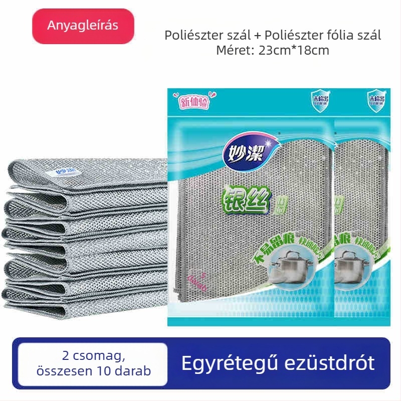 Miaojie Edények tisztító kendő acéldrótból, vastag ezüstdrót golyóval – Konyhai tisztító kendő edényekhez és tálakhoz