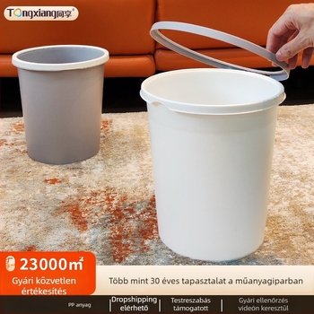10 L műanyag szemetes, hosszú hengeralakú, fedél nélküli, otthoni használatra: nappali, konyha, iroda, kollégium, fürdőszoba