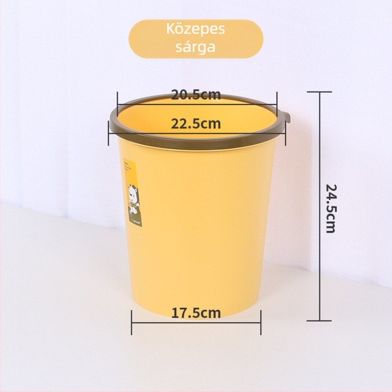 10 L műanyag szemetes, hosszú hengeralakú, fedél nélküli, otthoni használatra: nappali, konyha, iroda, kollégium, fürdőszoba