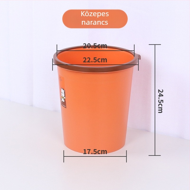 10 L műanyag szemetes, hosszú hengeralakú, fedél nélküli, otthoni használatra: nappali, konyha, iroda, kollégium, fürdőszoba