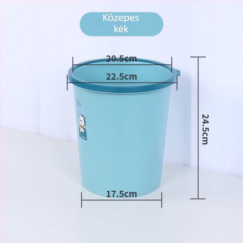 10 L műanyag szemetes, hosszú hengeralakú, fedél nélküli, otthoni használatra: nappali, konyha, iroda, kollégium, fürdőszoba