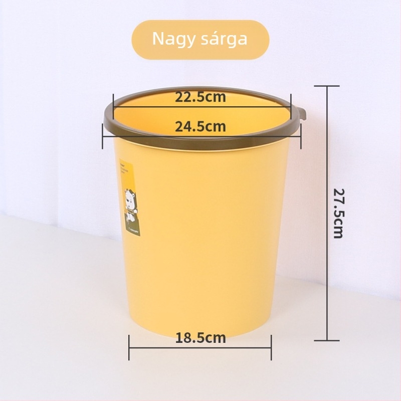 10 L műanyag szemetes, hosszú hengeralakú, fedél nélküli, otthoni használatra: nappali, konyha, iroda, kollégium, fürdőszoba