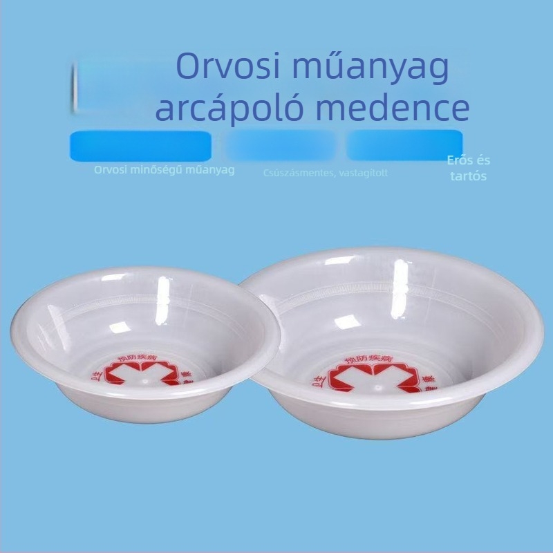 Kórházi orvosi műanyag arcmosó edény, vastagított higiénikus, 32 cm