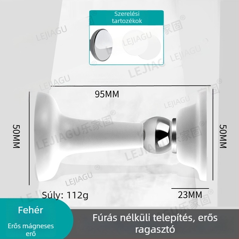 Fúrás nélküli mágneses ajtóstop, szilikon ütközővel, csendes, padlóra tapadó a fürdőszobába