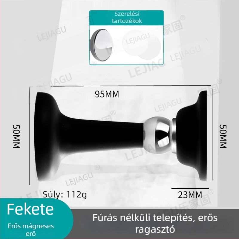 Fúrás nélküli mágneses ajtóstop, szilikon ütközővel, csendes, padlóra tapadó a fürdőszobába