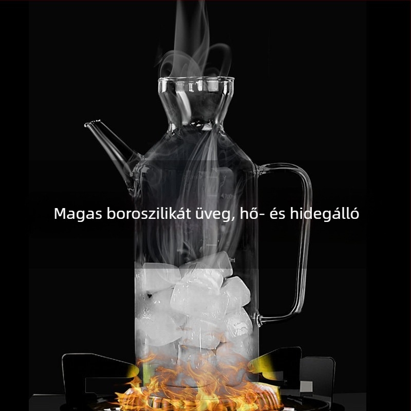 Üveg olajtartó, szivárgásmentes, csepegésmentes kialakítás; szójaszósz és ecet ízesítő üveg; rozsdamentes acél ecetkanna.