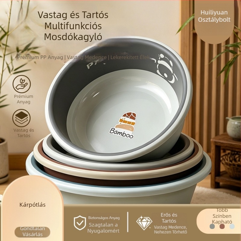 Otthoni használatra készült vastagított műanyag mosdóedény, tartós és multifunkcionális arc-, ruházat- és lábfürdő medencéhez