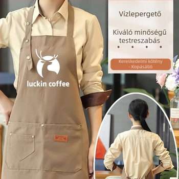 Vízálló vászon derékkötény, állítható, catering és teaházak számára, logó- és szövegnyomtatással