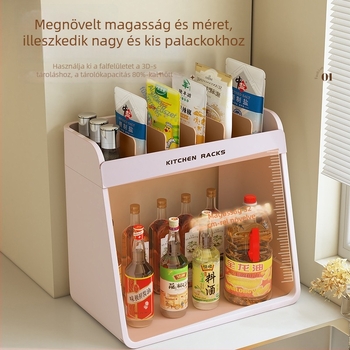Kétszintes konyhai fűszerrács a pultra - fűszertartó üvegek rendezője olaj, só, szósz és ecet számára