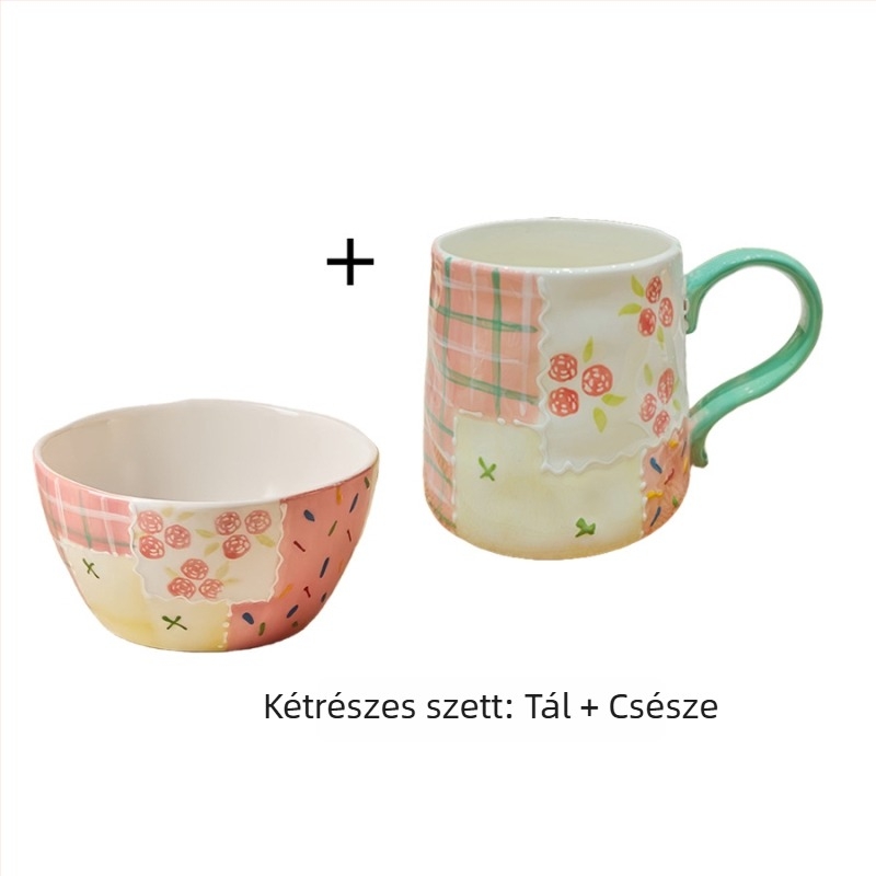 Alsó glazúrral, kézzel festett mesefigurás kerámia gyümölcstál, poharakkal és tálakkal, otthoni használatra, elegáns stílus