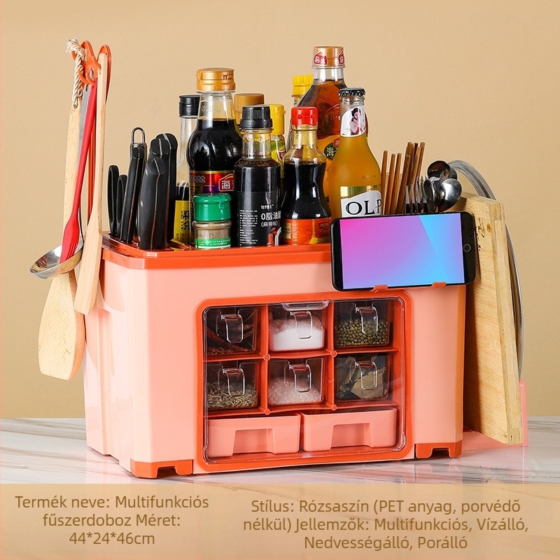 Sokoldalú konyhai fűszertartó polc, asztalra helyezhető, több szinttel