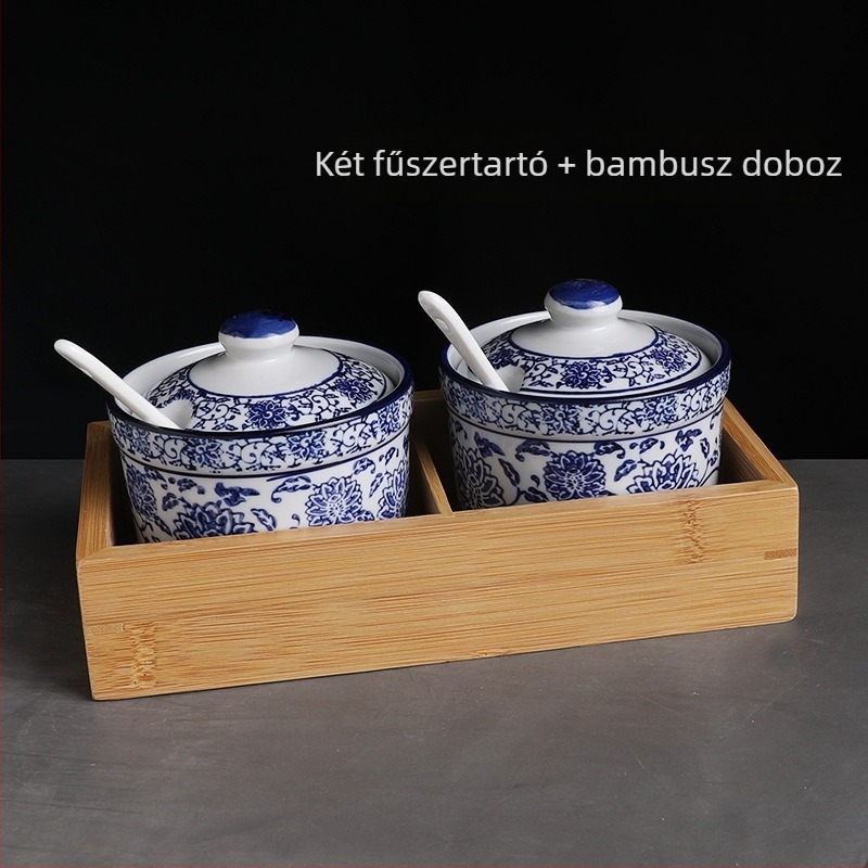 Kerámia fűszertartó fedővel chiliolajhoz és fűszerekhez, kínai stílusú Lanzhou ramen, otthoni konyhára