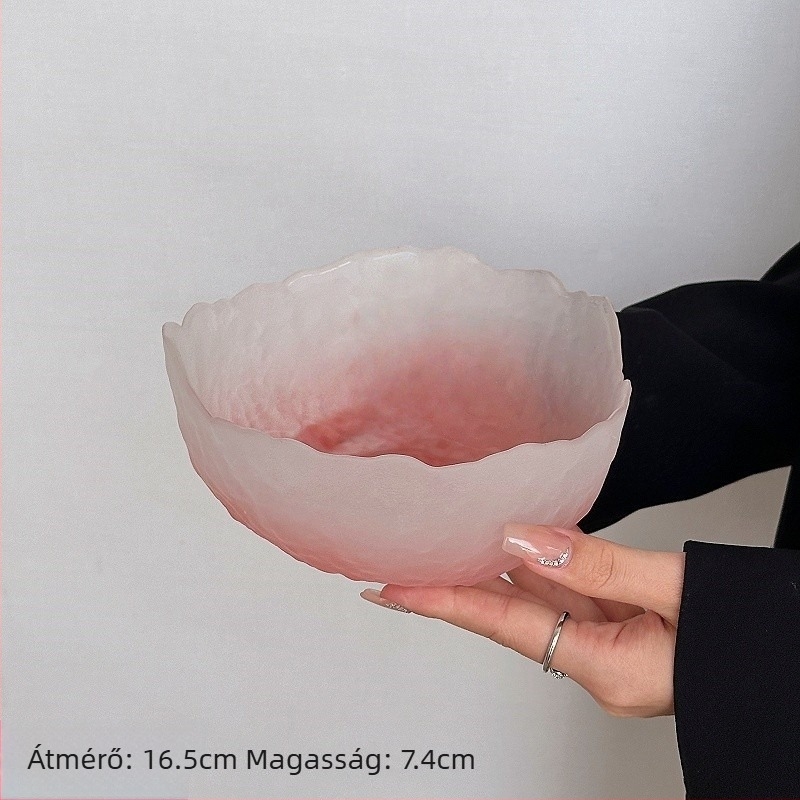 Otthoni használatra tervezett üvegtál gyümölcsökhöz, nappali asztalra, snack- és aszalt gyümölcsök tálja, bemutató tál jégrepedezett glazúrral, átmérő 19 cm