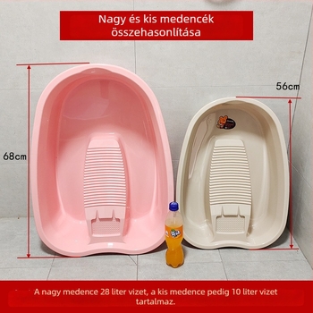 Nagy méretű műanyag mosómedence mosódeszkával, babaruhák mosásához