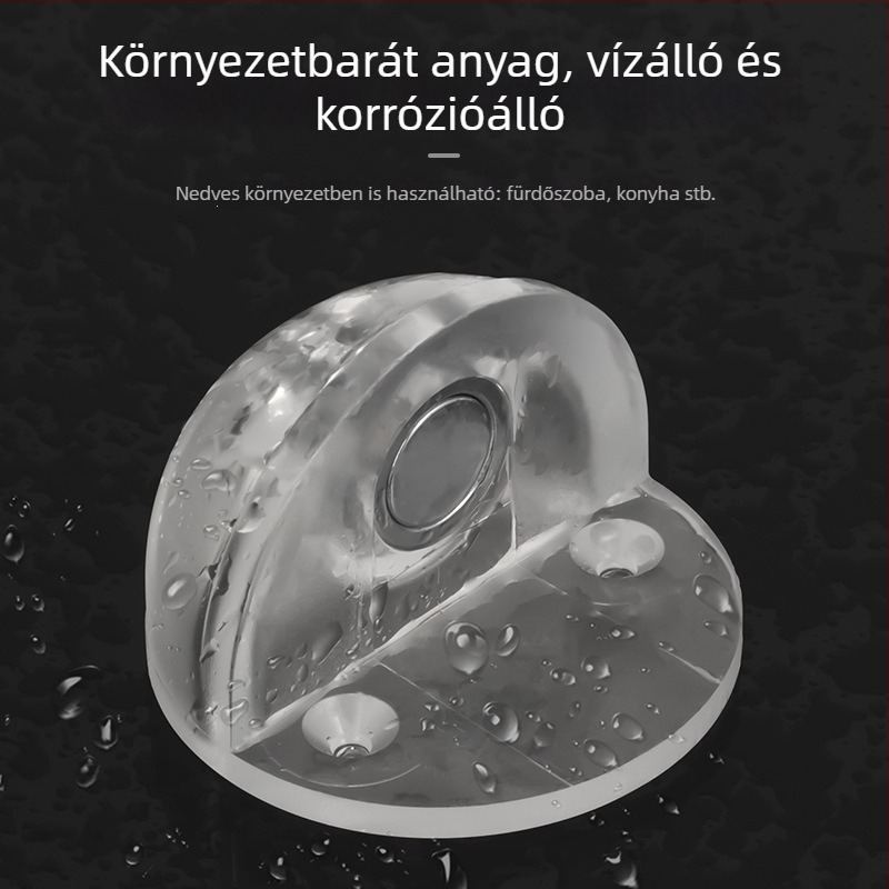 Szilikon teknősszerű ajtóstop fúrás nélkül, mágneses rögzítés, félkör alakú, talajon szívó rögzítés