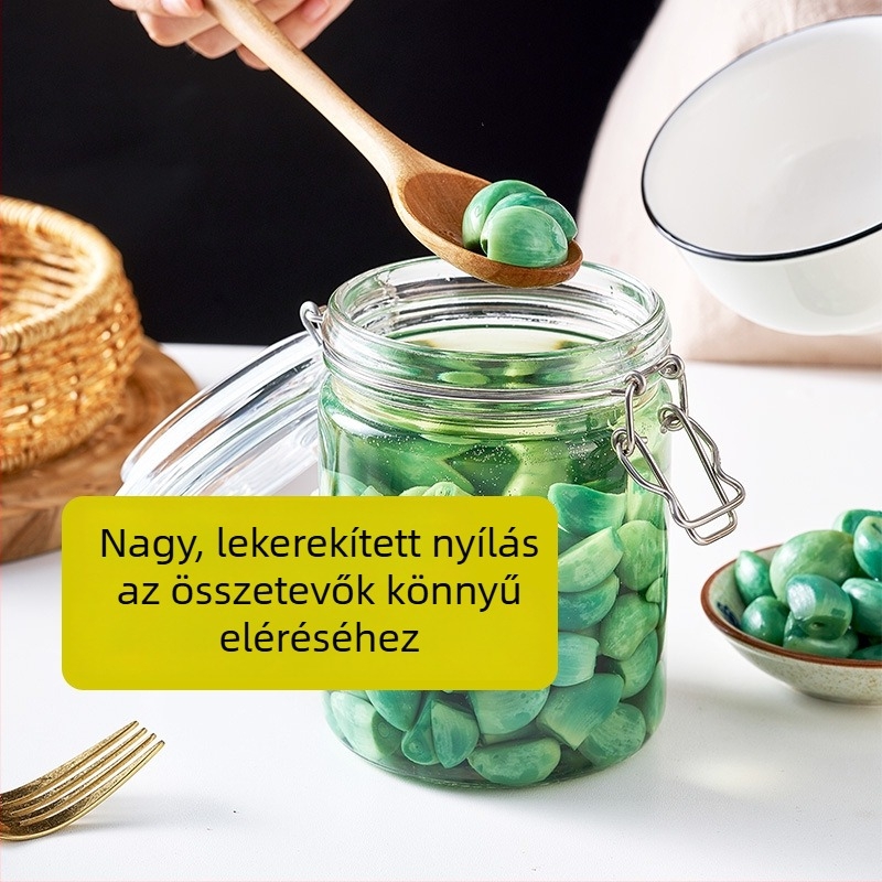 Üveg zárható üveg savanyúságokhoz és savanyított fokhagymához, hengeres élelmiszer-tároló, könnyű luxus stílus, 5 L vagy nagyobb