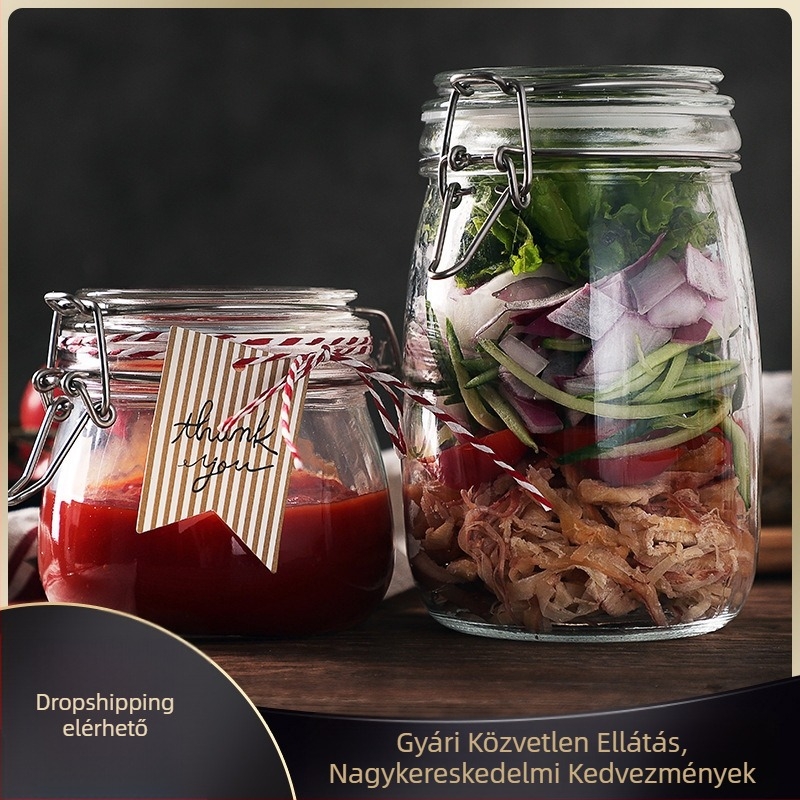 Zárható üvegből készült élelmiszertároló edény fedővel, 501-800 ml, otthoni használatra