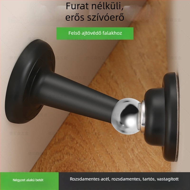 Fúrás nélküli mágneses ajtó stop, háztartási használatra, ABS műanyag, falra szerelhető, mágneses tartás a falon és a padlón