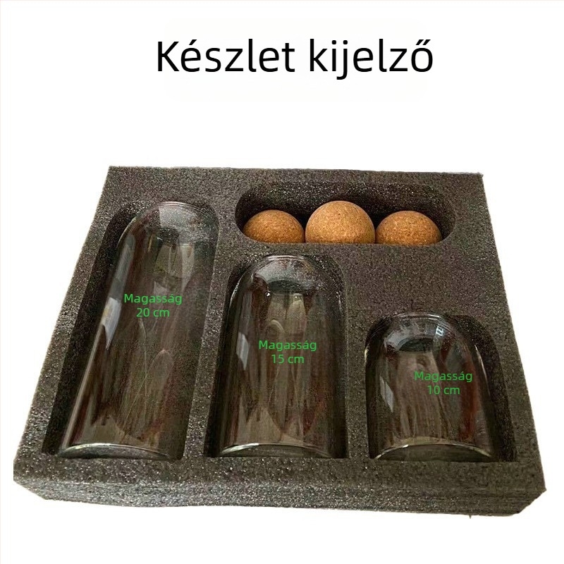 Egyedi kör alakú üveg tároló edény fa golyóval, zárható tea- és gabonafélékhez, boroszilikát üveg, 501–800 ml