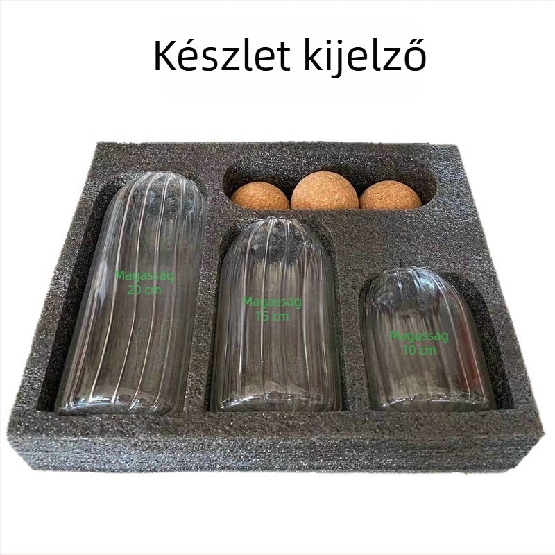 Egyedi kör alakú üveg tároló edény fa golyóval, zárható tea- és gabonafélékhez, boroszilikát üveg, 501–800 ml