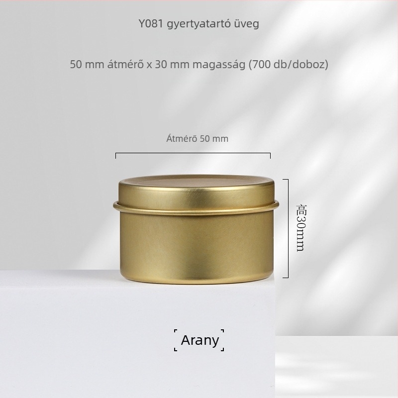 Kis gyertyaüveg ónlemezből, zárható, nedvességálló, modern Instagramos stílusú kör alakú fém tartály