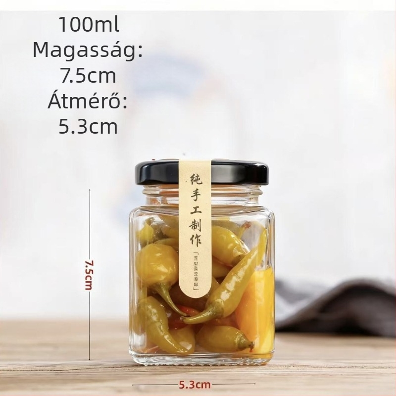 Élelmiszer-minőségű zárható üveg, négyszögletes palack chili szószhoz és mézhez, 50–730 ml