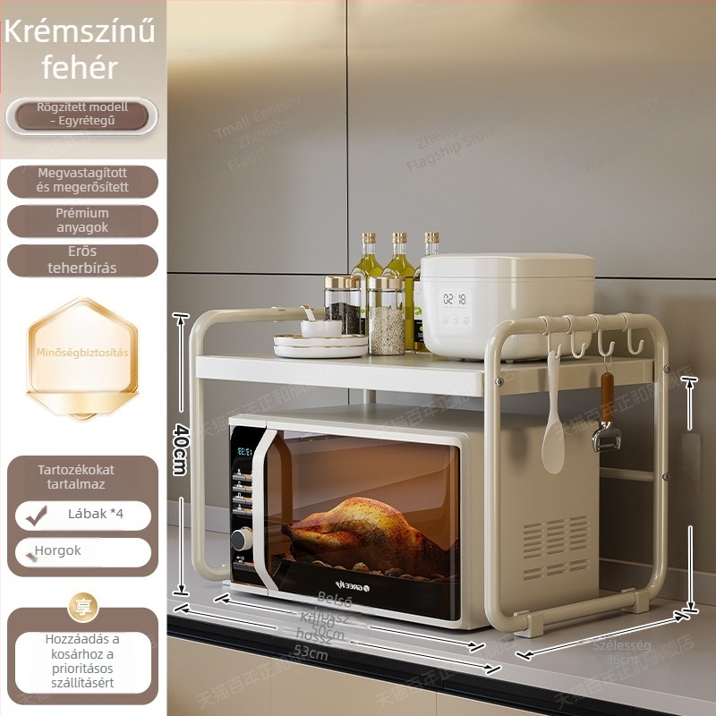 Rozsdamentes acél mikrosütő és rizsfőző tároló állvány, asztali konyhai szervező, modern minimalista stílus