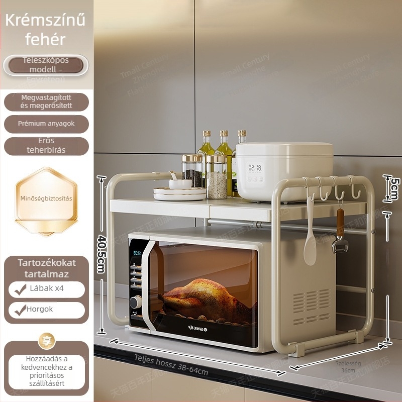 Rozsdamentes acél mikrosütő és rizsfőző tároló állvány, asztali konyhai szervező, modern minimalista stílus