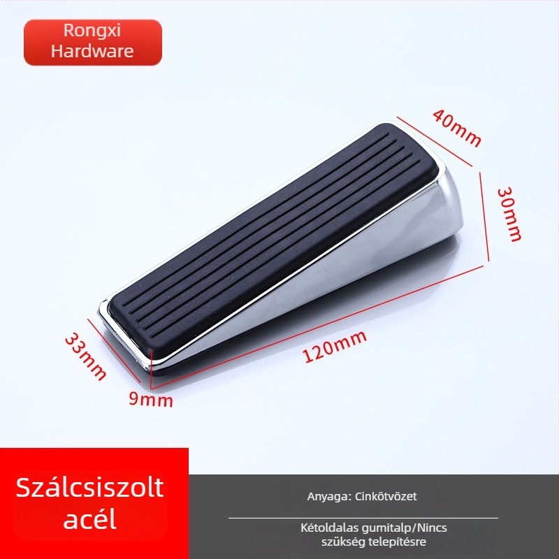 Padlóra szerelhető ütközésvédő ajtóstop, helymeghatározóval, cinkötvözetből