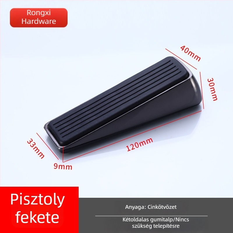 Padlóra szerelhető ütközésvédő ajtóstop, helymeghatározóval, cinkötvözetből