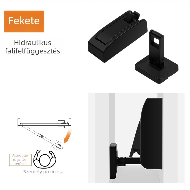 Fúrás nélküli ajtószívó hidraulikus működéssel, falra vagy padlóra szerelhető, csendes, cink ötvözet