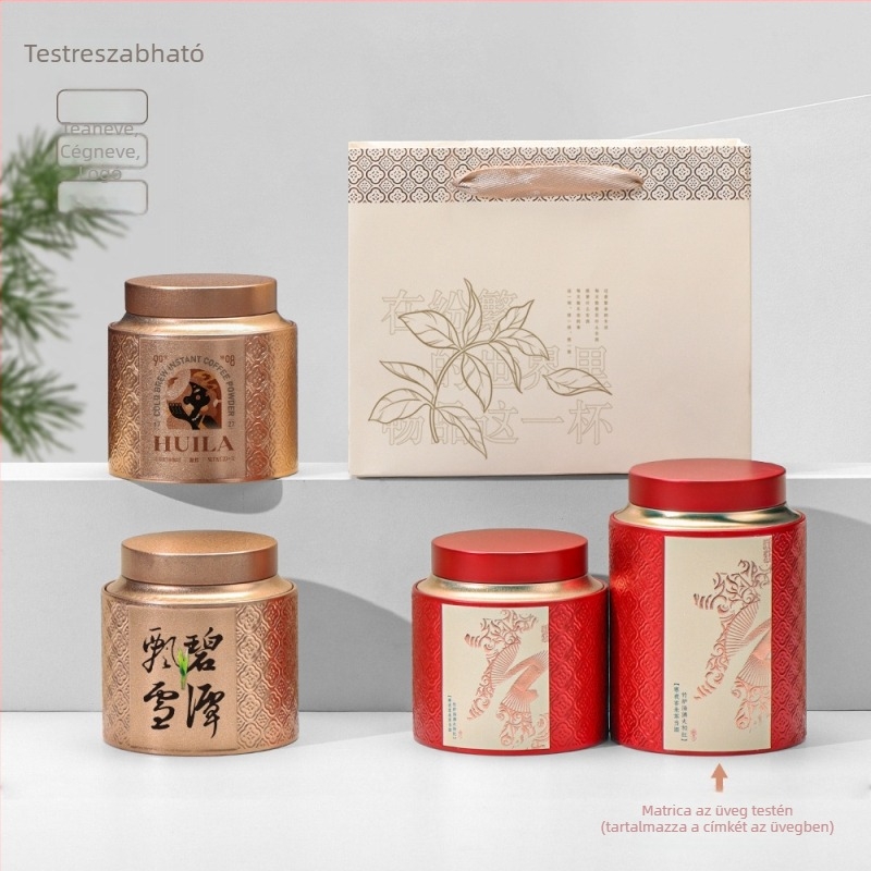 Kerek fémdoboz teához csavaros kupakkal — Jin Jun Mei fekete tea csomagolás Ancient Tree