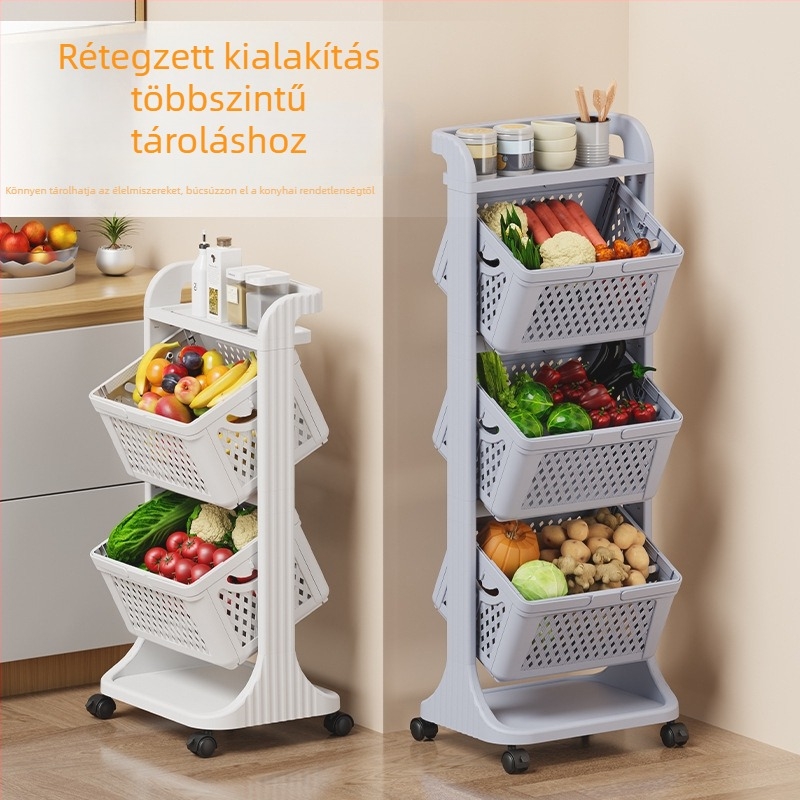 Akrilból készült többszintes tároló kocsi konyha és fürdőszoba számára, snack és kozmetikai tároló