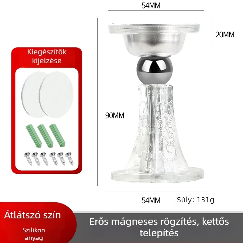 Szilikon ajtóstop fúrás nélküli, erős mágnessel, halk záródás