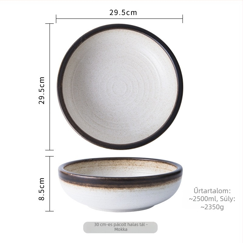 Nagy porcelántál halételekhez és levesekhez