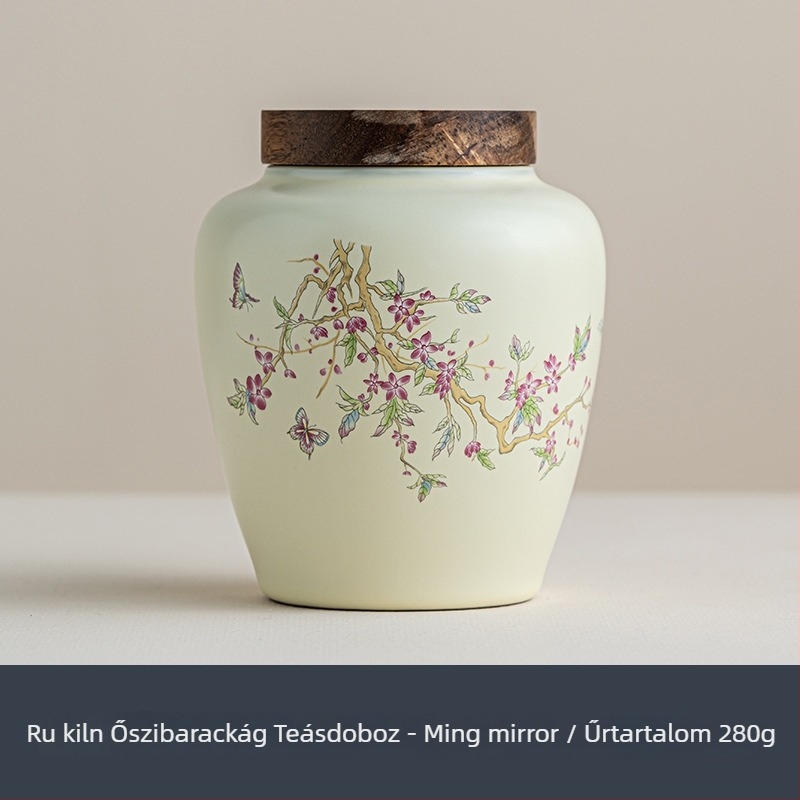 Kiváló minőségű kerámiából készült tea tároló edény zárt fedővel Pu'er és fekete tea számára — ajándékdoboz