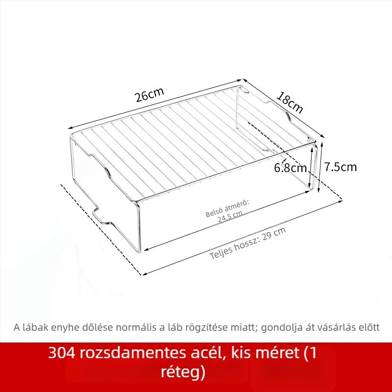 304-es rozsdamentes acél belső hűtőszekrény tárolópolc maradékokhoz