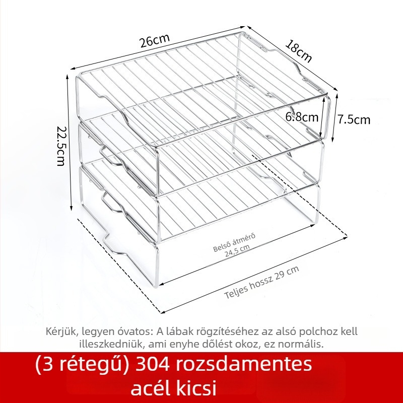 304-es rozsdamentes acél belső hűtőszekrény tárolópolc maradékokhoz