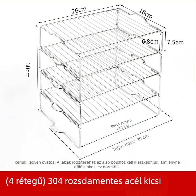 304-es rozsdamentes acél belső hűtőszekrény tárolópolc maradékokhoz