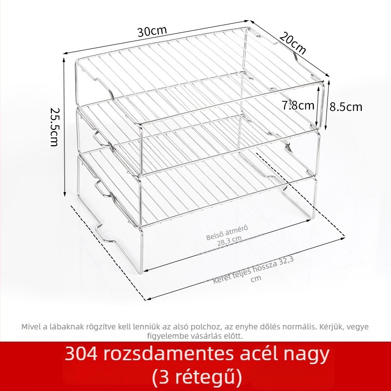 304-es rozsdamentes acél belső hűtőszekrény tárolópolc maradékokhoz