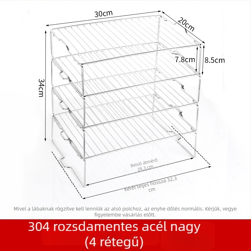 304-es rozsdamentes acél belső hűtőszekrény tárolópolc maradékokhoz